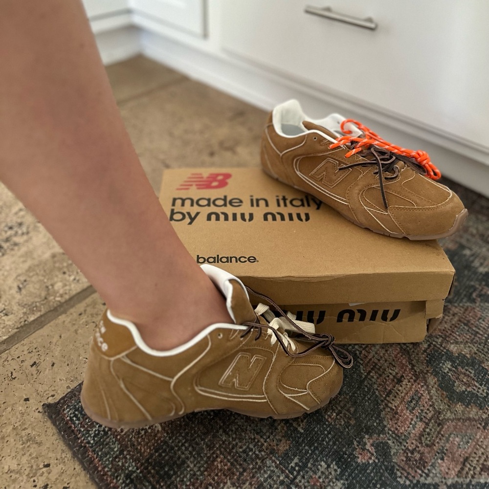 New Balance x M I U M I U Brown Sneakers with Orange Multi Laces
